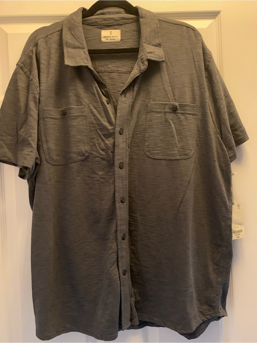 Men’s Mutual Weave NWT XXL Grey Button-Up Polo Shirt